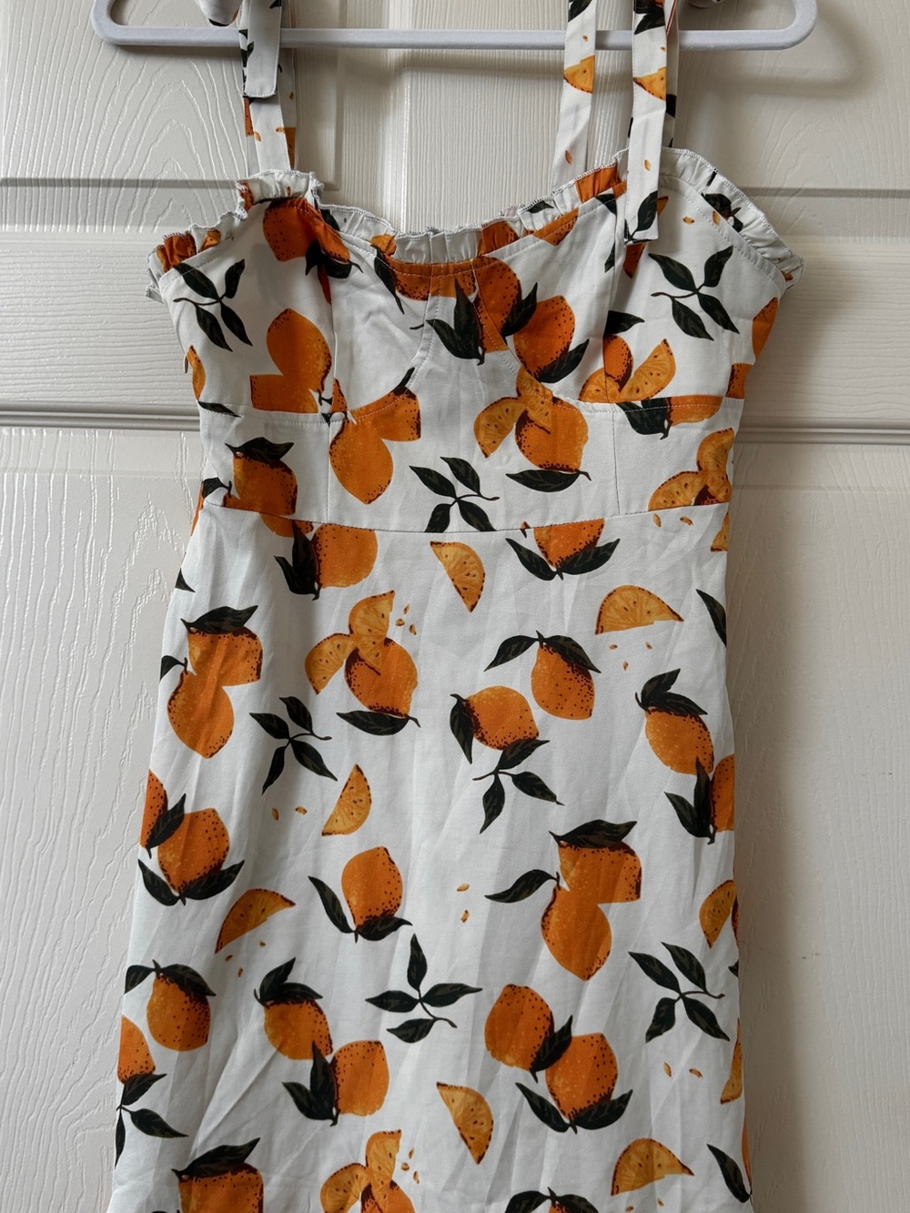Cider White Dress with Orange Fruit Print
